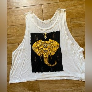 White Boho Elephant Tank Top
